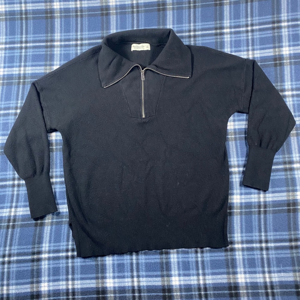 Abercrombie & Fitch Soft A&F Collection Black Quarter Zip Sweater XS Womens